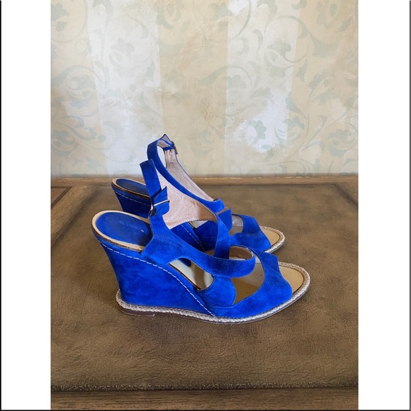 cobalt blue wedge shoes